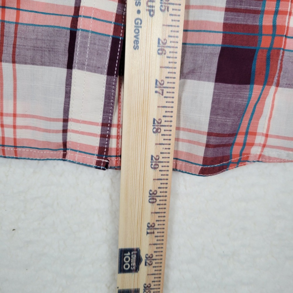 Wrangler Retro Mens XL Plaid Western Snap Shirt Purple Orange Cotton Blend - Picture 11 of 15